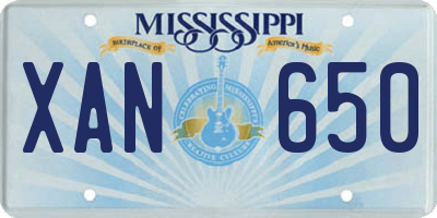 MS license plate XAN650