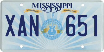 MS license plate XAN651