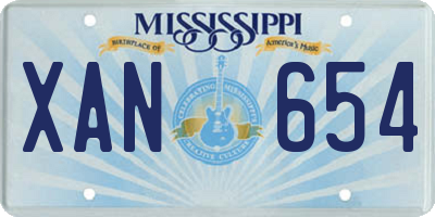 MS license plate XAN654