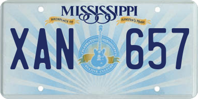 MS license plate XAN657
