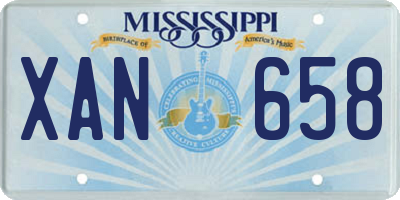 MS license plate XAN658