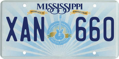 MS license plate XAN660