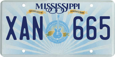 MS license plate XAN665