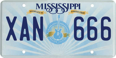 MS license plate XAN666