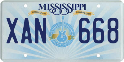 MS license plate XAN668