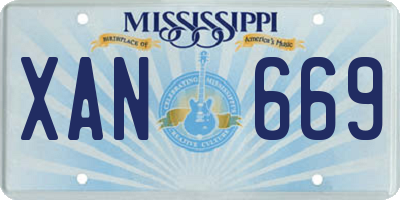 MS license plate XAN669