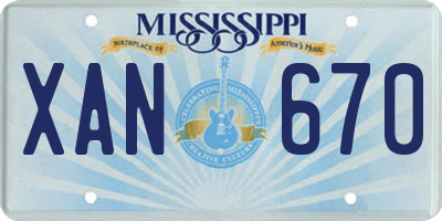 MS license plate XAN670