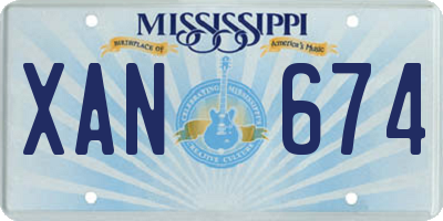 MS license plate XAN674