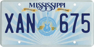 MS license plate XAN675