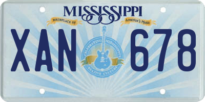 MS license plate XAN678