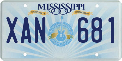 MS license plate XAN681