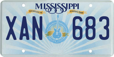 MS license plate XAN683