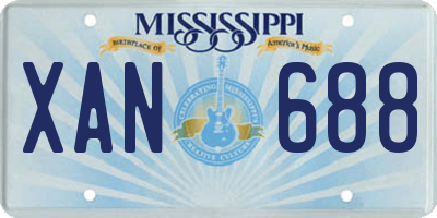 MS license plate XAN688
