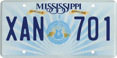 MS license plate XAN701