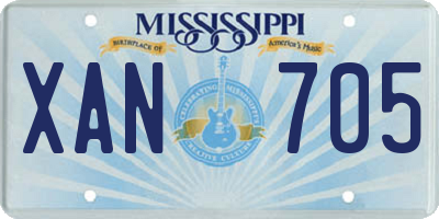 MS license plate XAN705