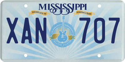MS license plate XAN707