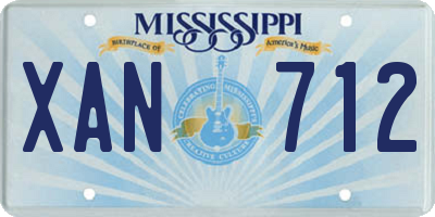 MS license plate XAN712