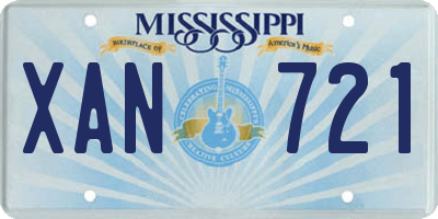 MS license plate XAN721