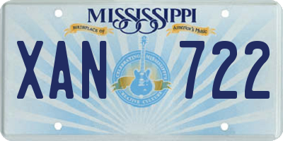 MS license plate XAN722
