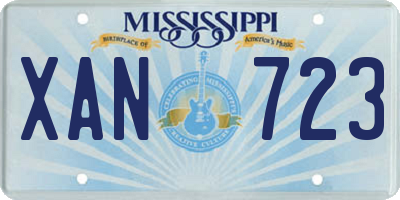MS license plate XAN723