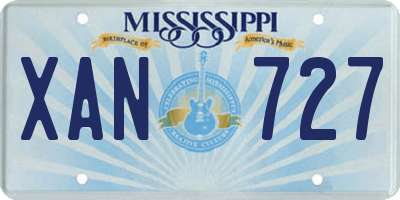 MS license plate XAN727