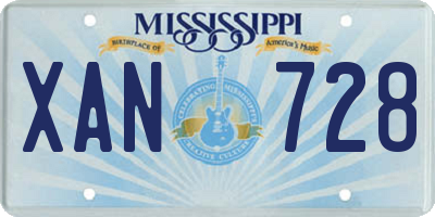 MS license plate XAN728