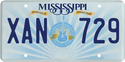 MS license plate XAN729