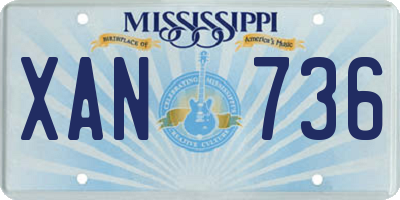 MS license plate XAN736