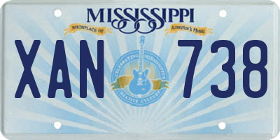 MS license plate XAN738
