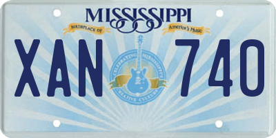 MS license plate XAN740