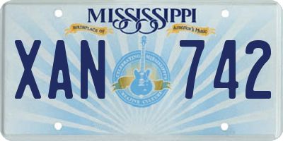 MS license plate XAN742