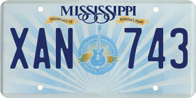 MS license plate XAN743