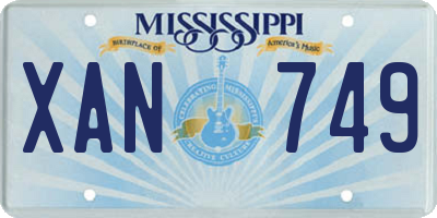 MS license plate XAN749