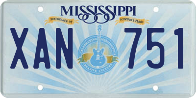MS license plate XAN751