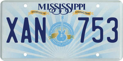MS license plate XAN753