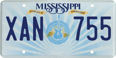 MS license plate XAN755
