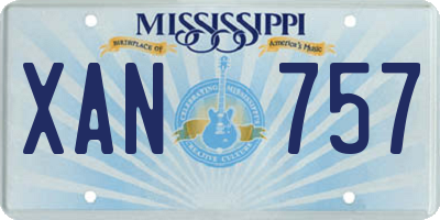 MS license plate XAN757