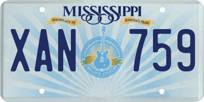 MS license plate XAN759