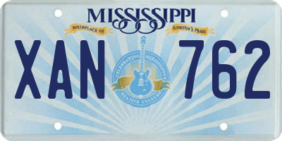 MS license plate XAN762