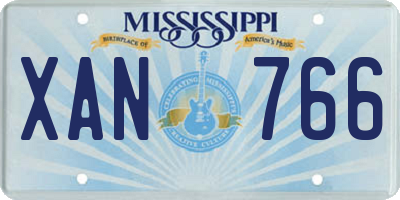 MS license plate XAN766