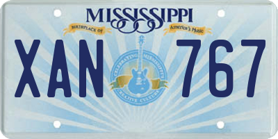 MS license plate XAN767