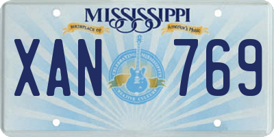 MS license plate XAN769