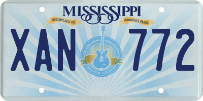 MS license plate XAN772