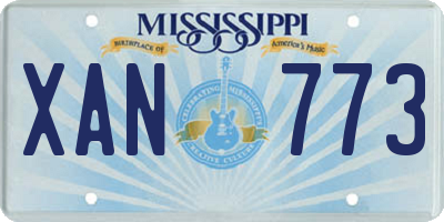 MS license plate XAN773