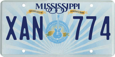 MS license plate XAN774
