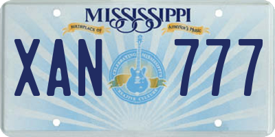 MS license plate XAN777