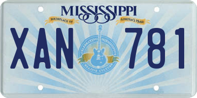 MS license plate XAN781