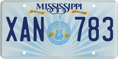 MS license plate XAN783