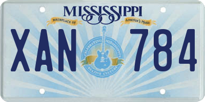 MS license plate XAN784