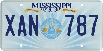 MS license plate XAN787